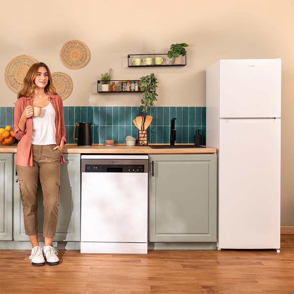 Cecotec Frigoríficos 2D Bolero CoolMarket 2D 348 NF White E. Motor Inverter NoFrost, Frigorífico 2 Puertas Blanco 170X59.5Cm, 348L, No Frost, Clase Energética E, Display Interior, Puerta Reversible