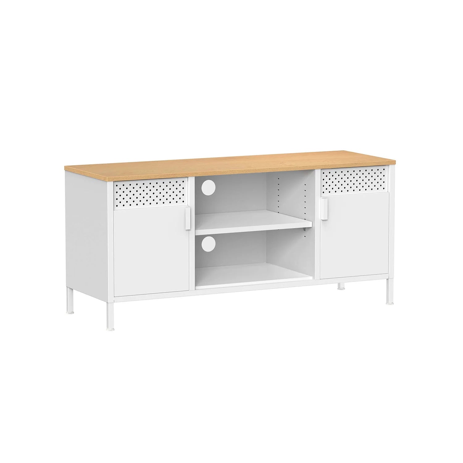 Mueble de TV con Estantes Ajustables Roble y Blanco