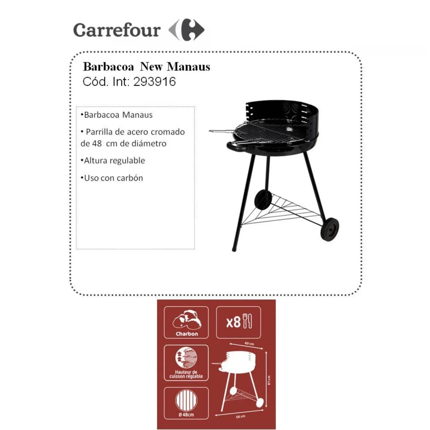Barbacoa de Carbón New Manaus 48 cm
