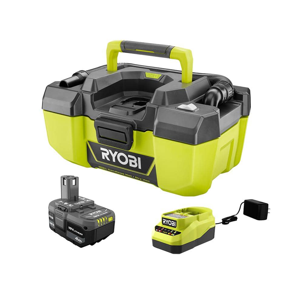 2025 Aspiradora Húmeda/Seca Cordless de Litio-Ion ONE+ 18V de 3 Galones con Almacenamiento de Accesorios, Batería de 4.0 Ah y Cargador P3240KN