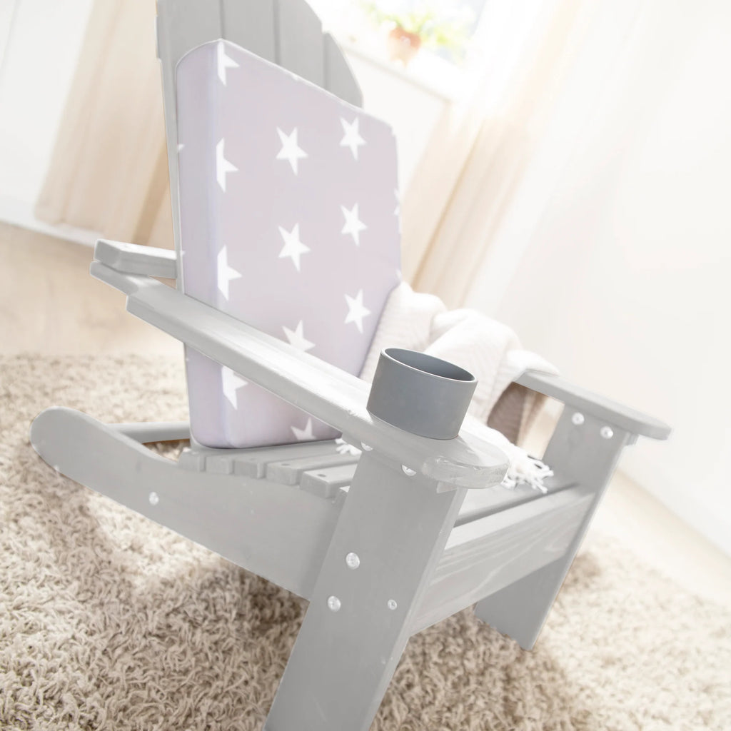 Silla infantil para exteriores "Silla de cubierta" – Silla de cubierta de madera certificada FSC – Acabado en gris grabado