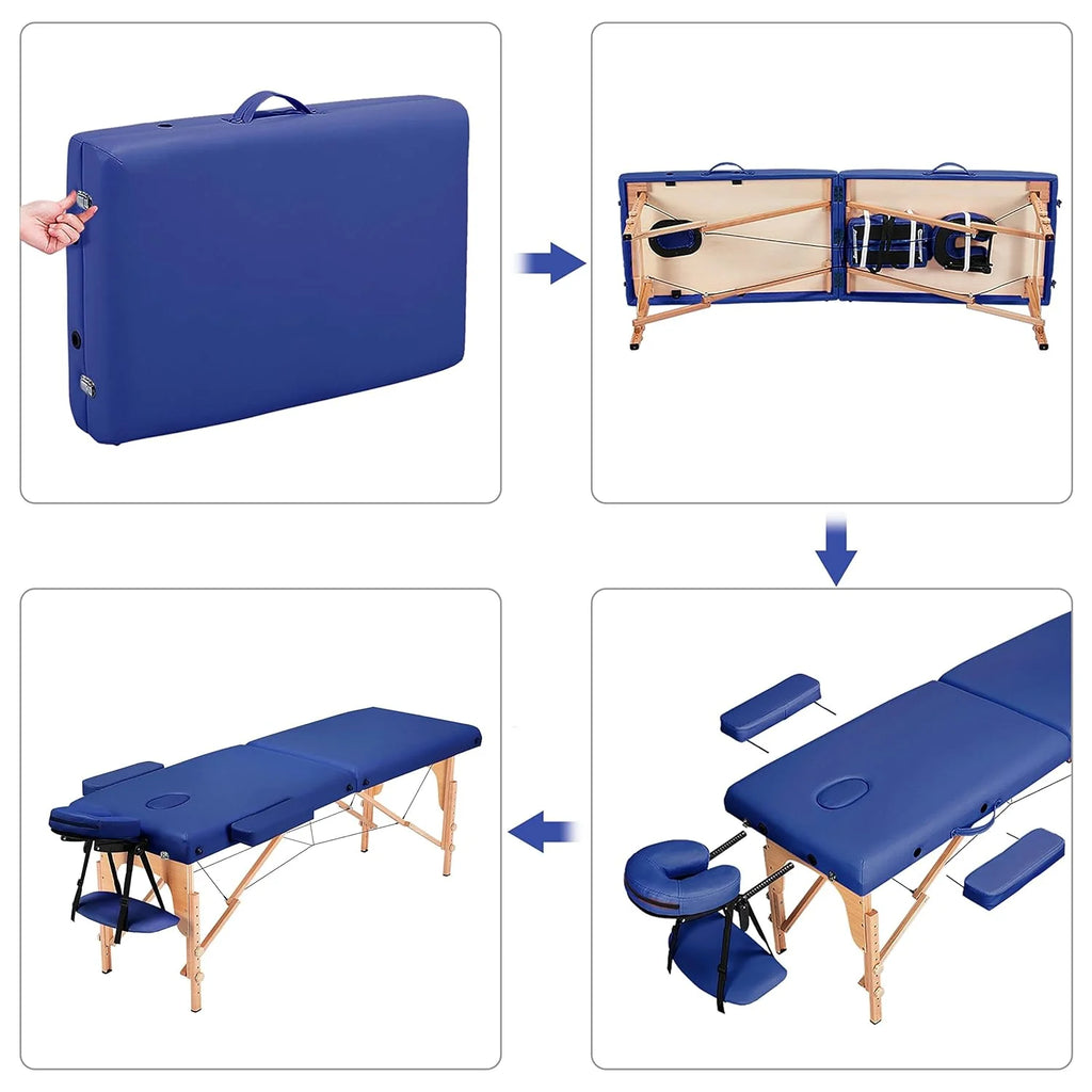 Mesa de Masajes Yaheetech – Mesa Plegable Portátil para Tratamientos, Pestañas, Spa – Mesa de Masaje Ajustable en 2 Secciones con Bolsa No Tejida, 24 pulgadas, Negra