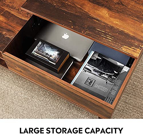 Mesa de Centro WLIVE con Tapa Elevable, Compartimento Oculto y Estante de Almacenamiento Ajustable