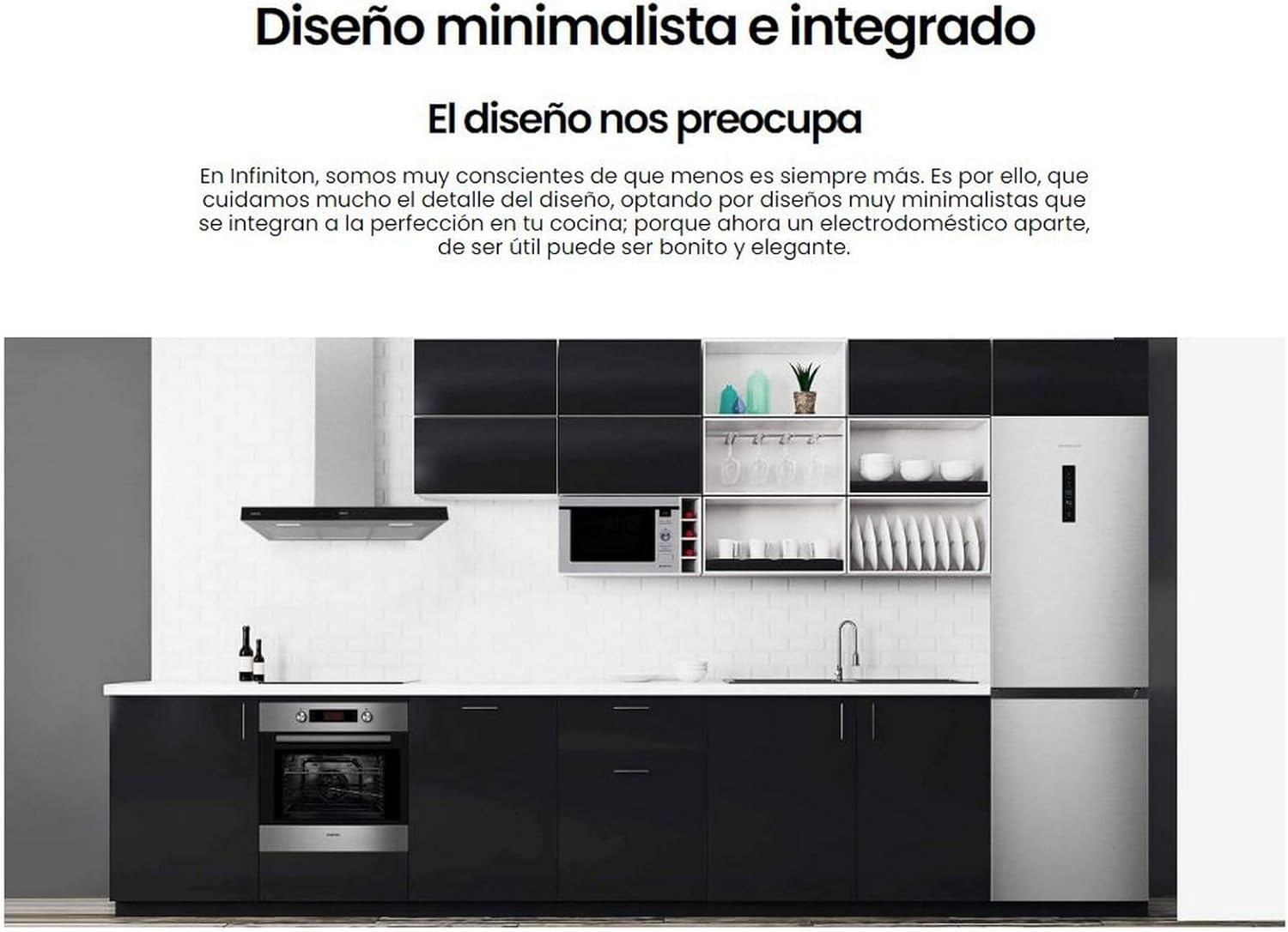 INFINITON Campana Extractora CMPT-A90I 800 m3/h de extracción, Ancho 90 cm, Diseño en T invertida, Touch Panel,4 Niveles de potencia de succión, Función Lampara, A, Inox
