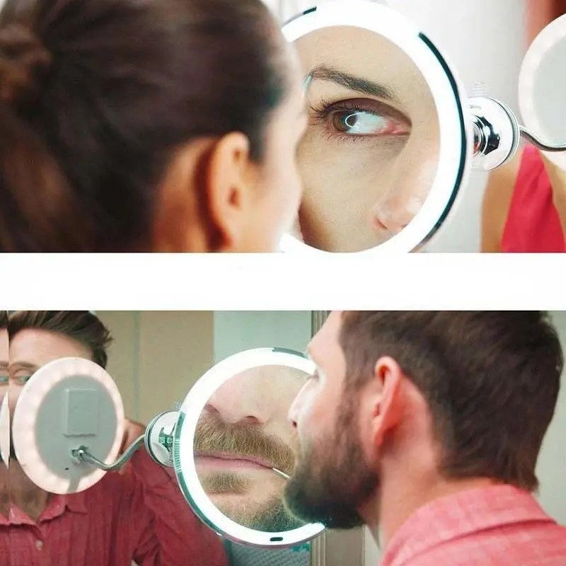 Espejo de Maquillaje Iluminado con Aumento 10X LED para Tocador
