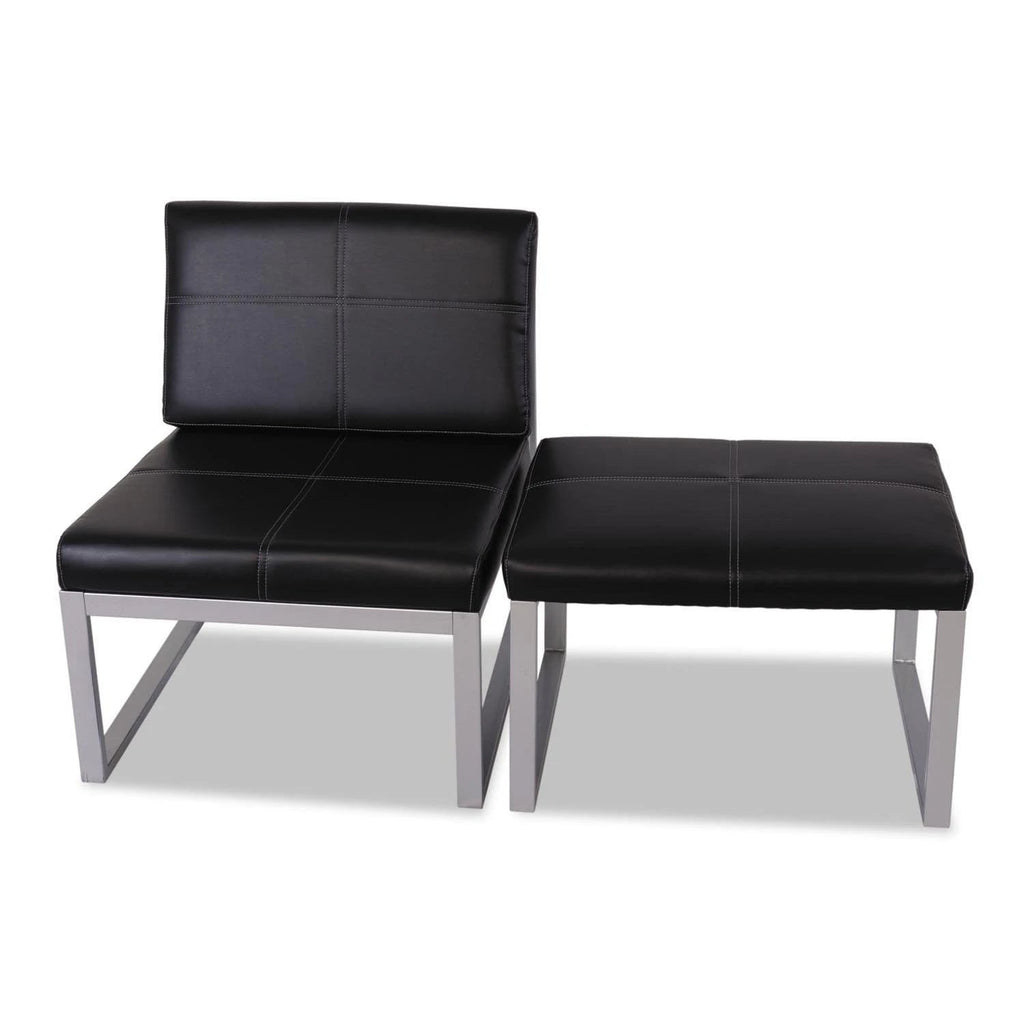 2025 Silla cúbica sin brazos de la serie Alera Reception Lounge, Negra/Plata