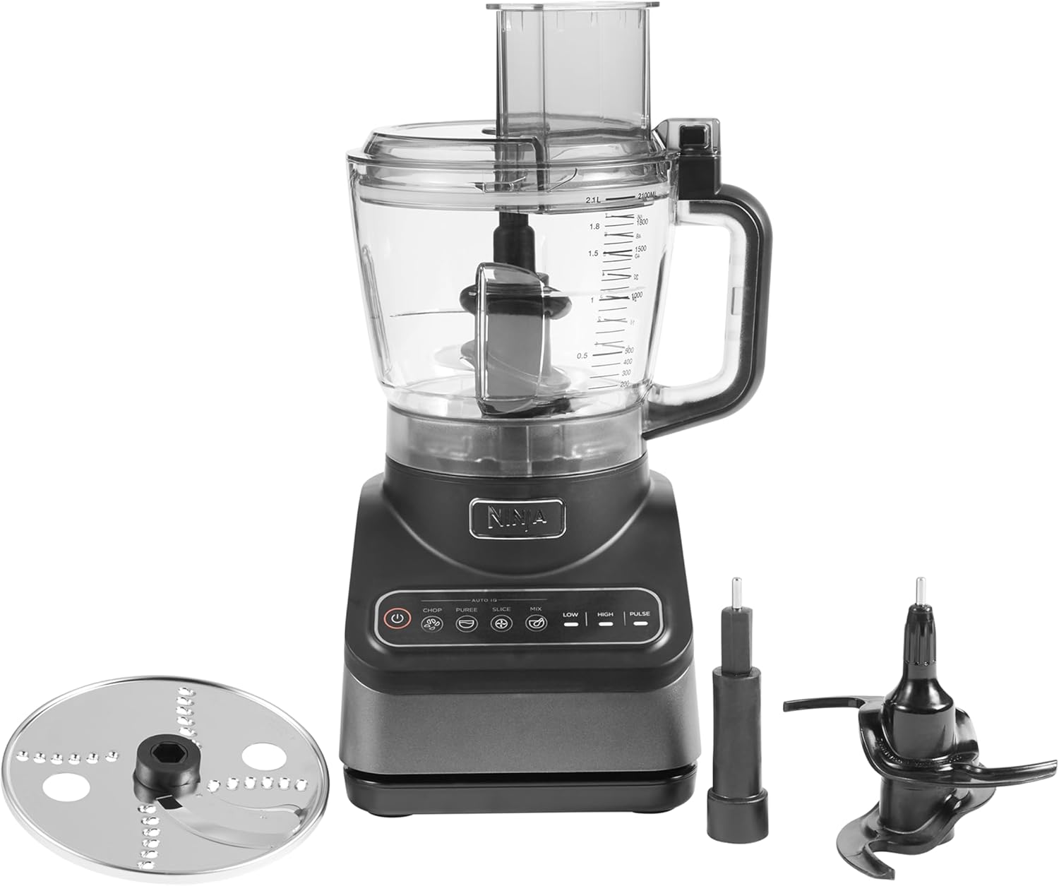 Ninja BN750EU Licuadora 2-en-1 – 1200 W, 3 Programas Automáticos, 4 Configuraciones Manuales, Tecnología Auto-iQ, Jarra de 2.1 L y Vaso de 700 ml, Piezas Aptas para Lavavajillas – Negro/Plata