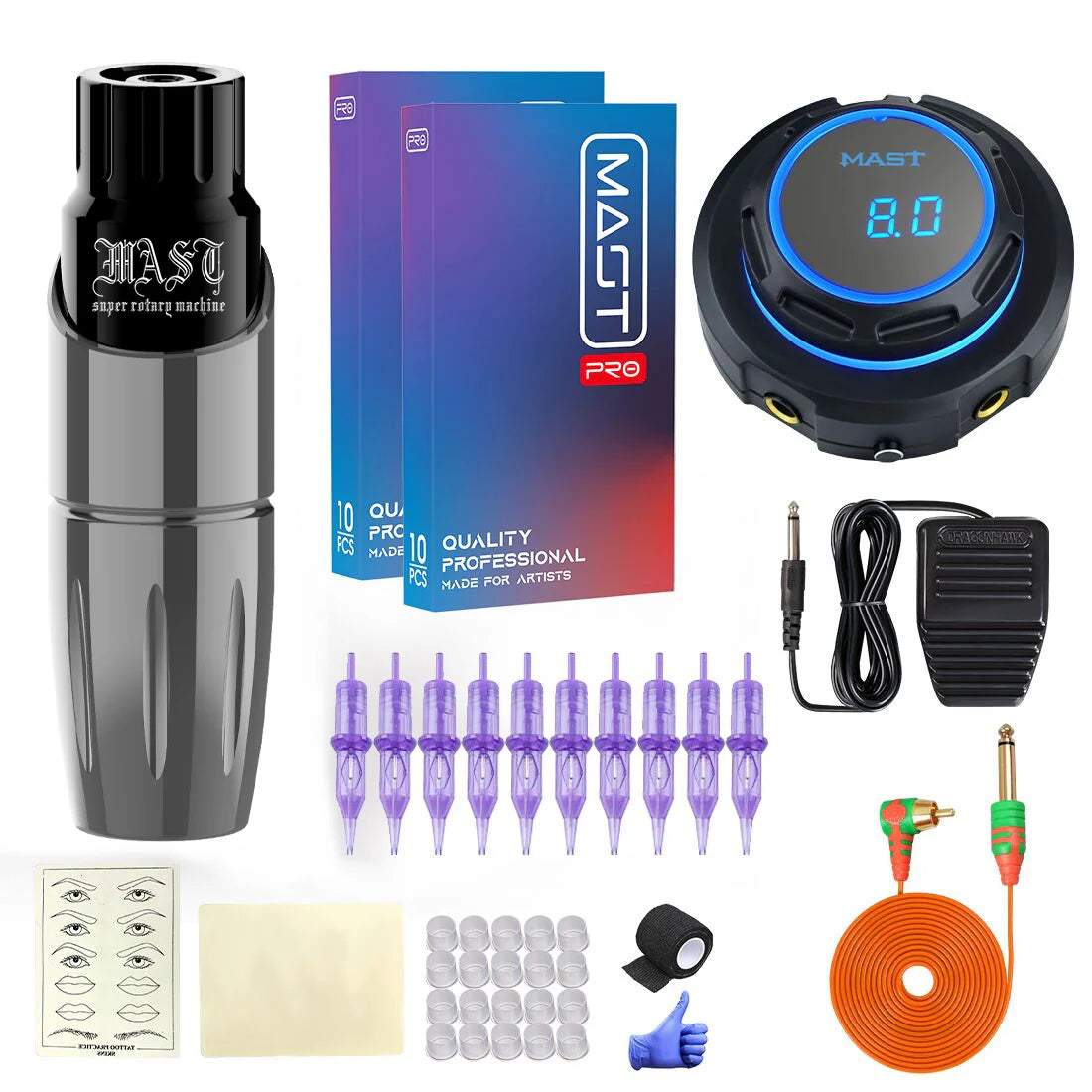 Kit de Máquina de Tatuaje Mast Tour con Máquina Rotativa Tour Pen y Fuente de Alimentación Halo