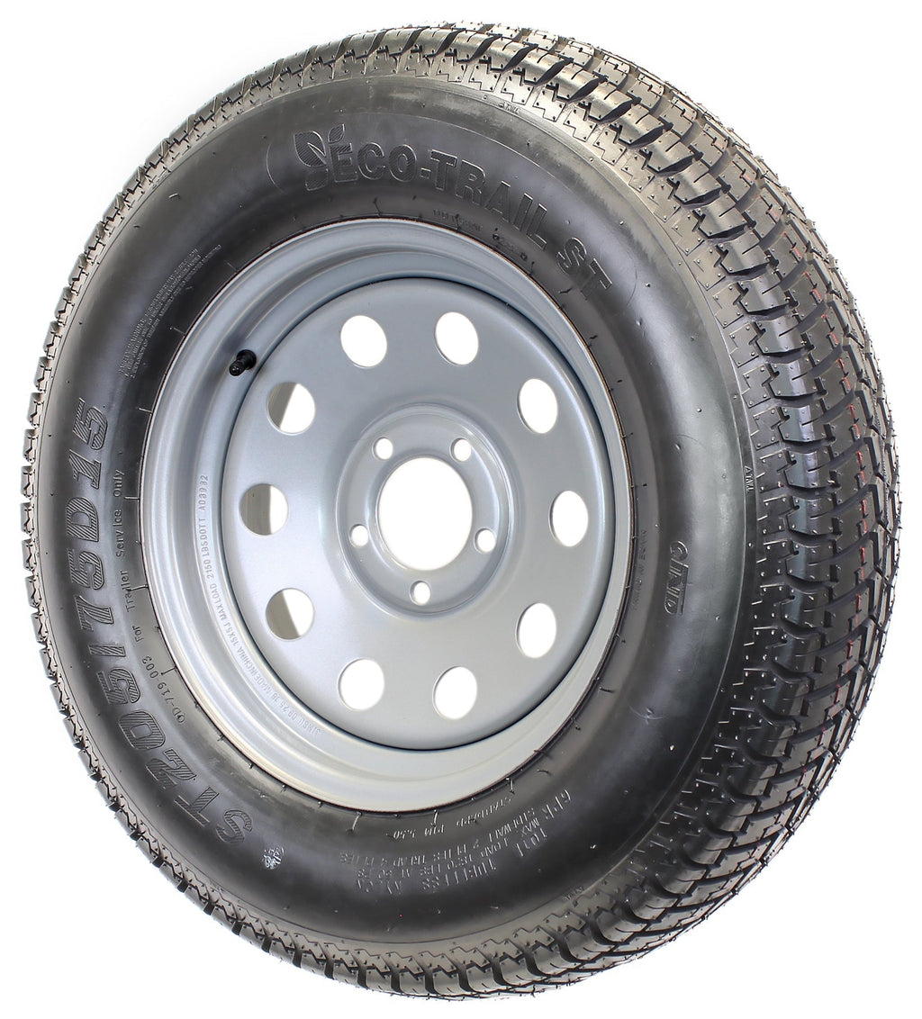 Neumático de remolque montado en llanta ST205/75D15 F78-15 205/75-15 LRC 5 agujeros, llanta modular plateada