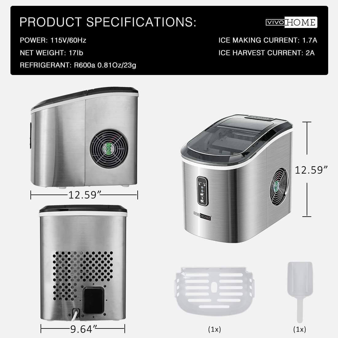 2025 Máquina Automática de Hielo en Forma de Bala de Acero Inoxidable – Producción de 26 lbs/día