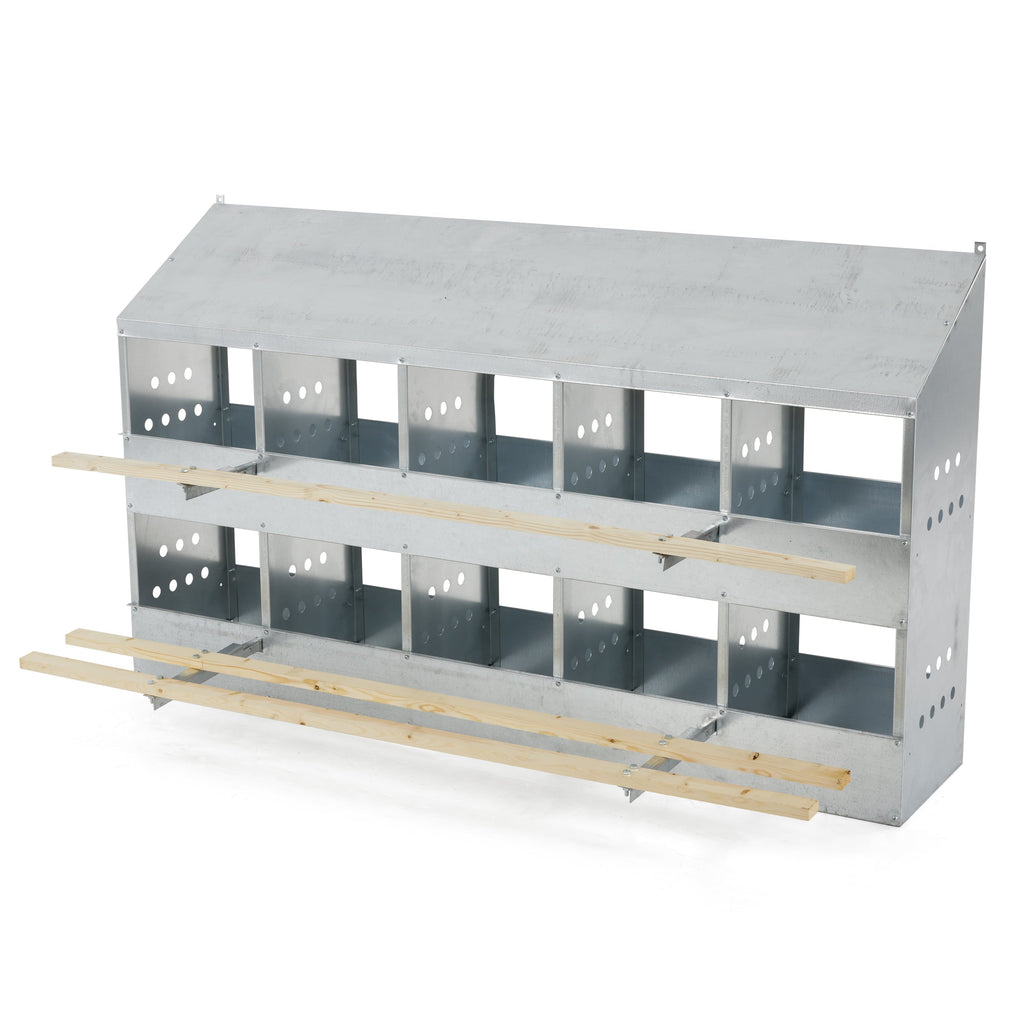2025 Caja de Cría de Pollos BROWER de Acero Galvanizado con 10 Huecos para 50 Aves