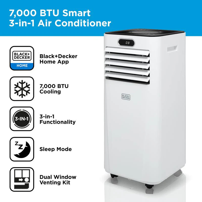 2025 Aire Acondicionado Móvil Inteligente Black+Decker BXAC40024GB 7000 BTU