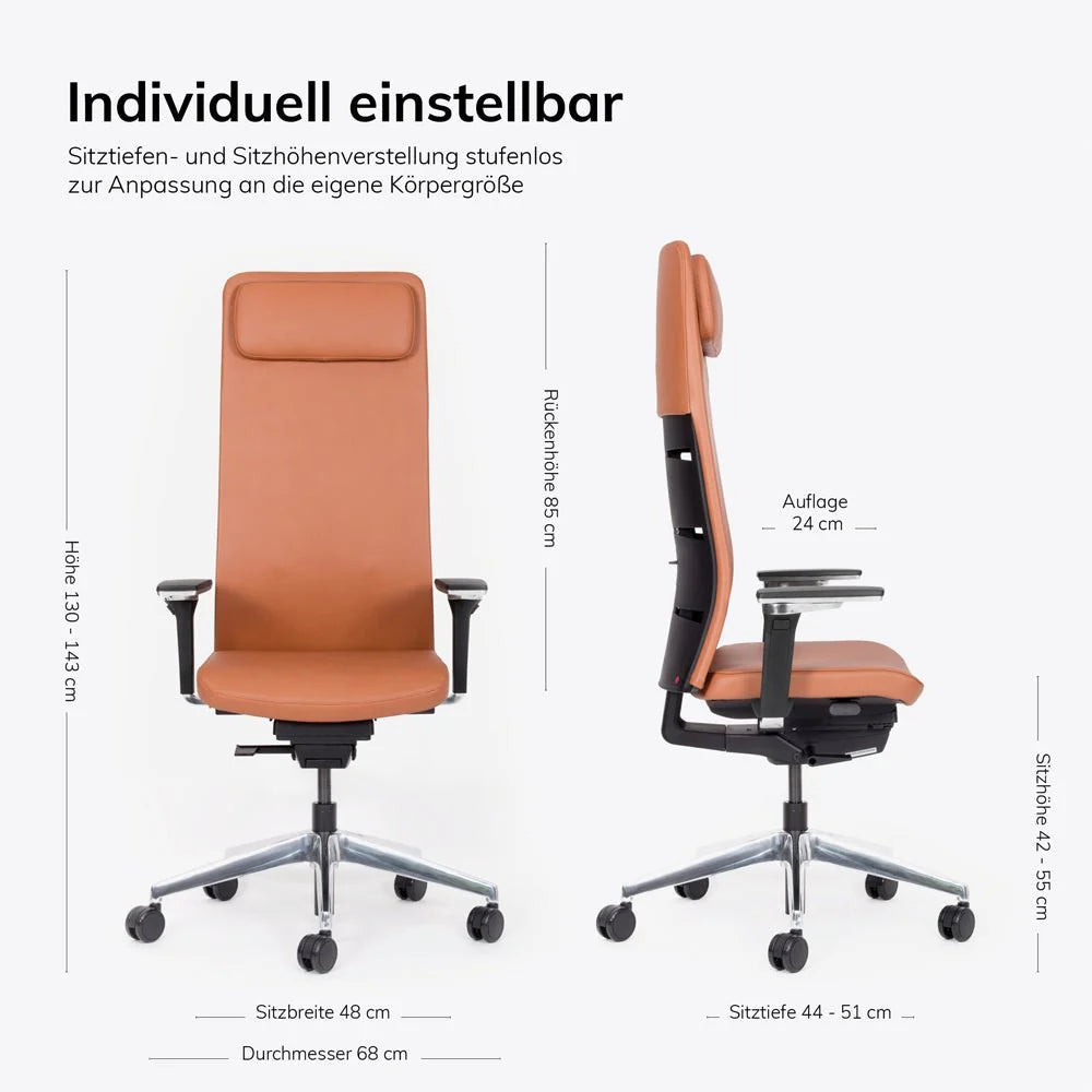 2025 lento Agilis Matrix MT14 – Sillón Ejecutivo de Alta Gama – Cuero Auténtico – Fabricado en Alemania