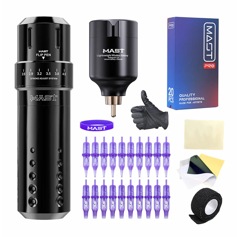 Mast Flip Kit de máquina rotativa tipo bolígrafo para tatuajes con batería inalámbrica