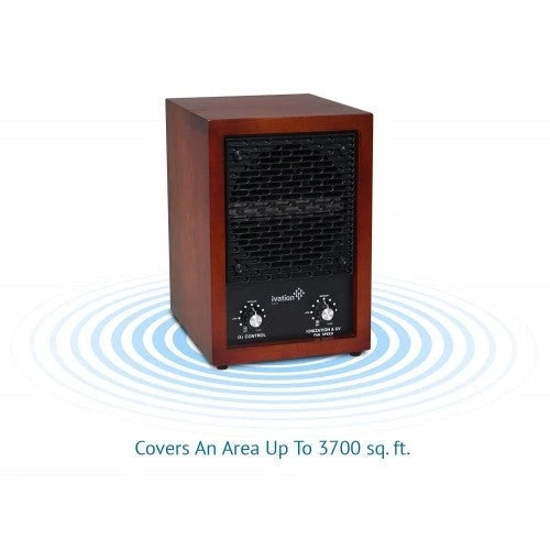 Purificador de aire Ivation 5 en 1 HEPA y generador de ozono, ionizador y desodorizador para espacios de hasta 3,700 pies cuadrados. Incluye filtros HEPA, de carbón y fotocatalíticos, con luz UV y generador de iones negativos.