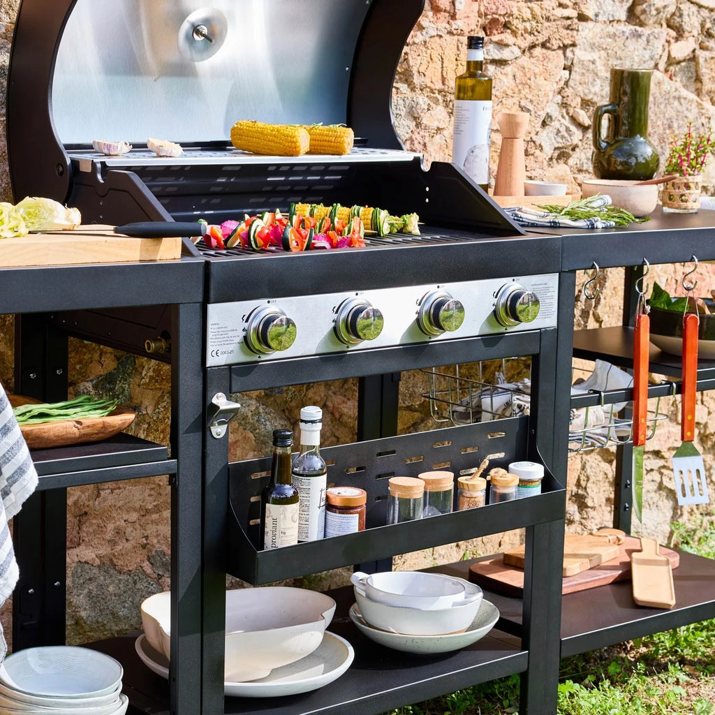 Barbacoa 4 Quemadores, Cocina Exterior, Negro
