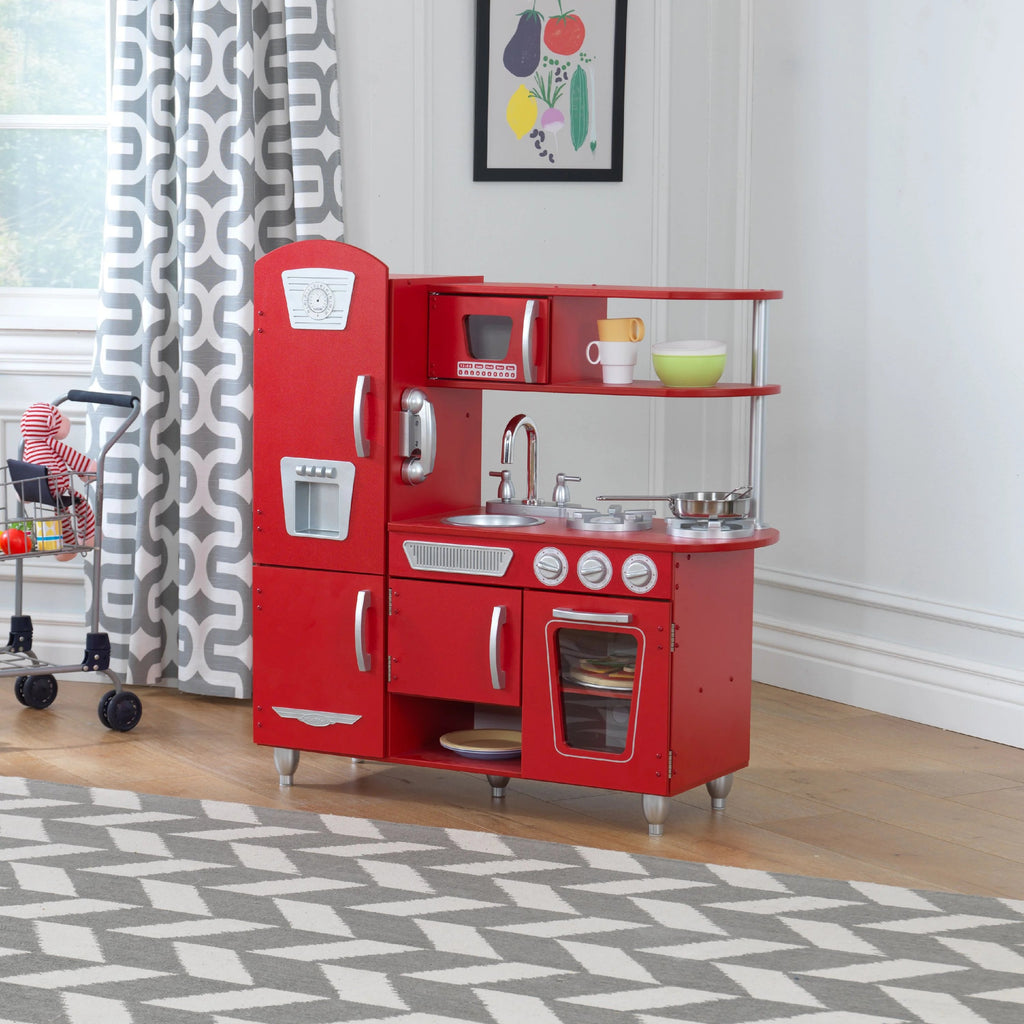 Cocina de Juguete KidKraft Vintage Roja de Madera con Teléfono de Juguete