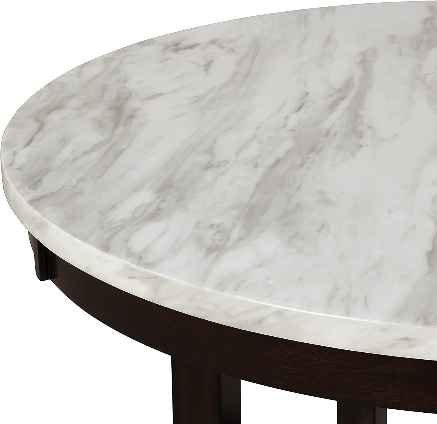2025 New Classic Furniture Celeste Set de Comedor de 5 Piezas con Mesa Redonda de Mármol Sintético y 4 Sillas, 42 Pulgadas, Gris