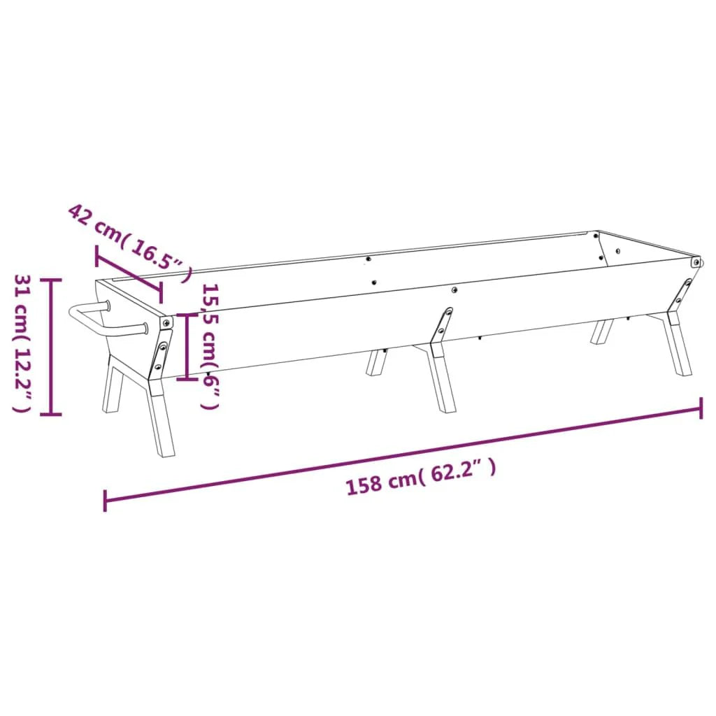 Bandeja Para Barbacoa Acero Inoxidable Plateado 158x42x31 Cm Vidaxl