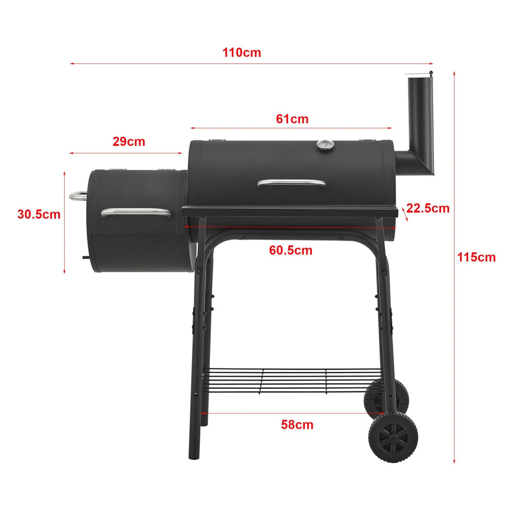Barbacoa De Carbón Arielli Ahumador 115 X 110 X 64 Cm - Negro [casa.pro]