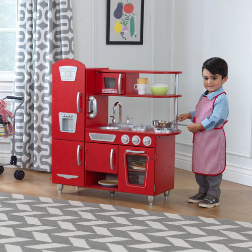 2025 Cocina de Juguete KidKraft Vintage Roja de Madera con Teléfono de Juguete