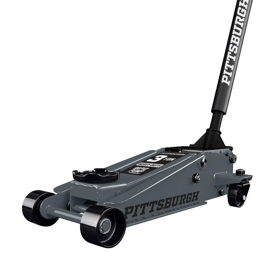 2025 PITTSBURGH Gato hidráulico de piso de 3 toneladas con bomba RAPID PUMP, color gris pizarra