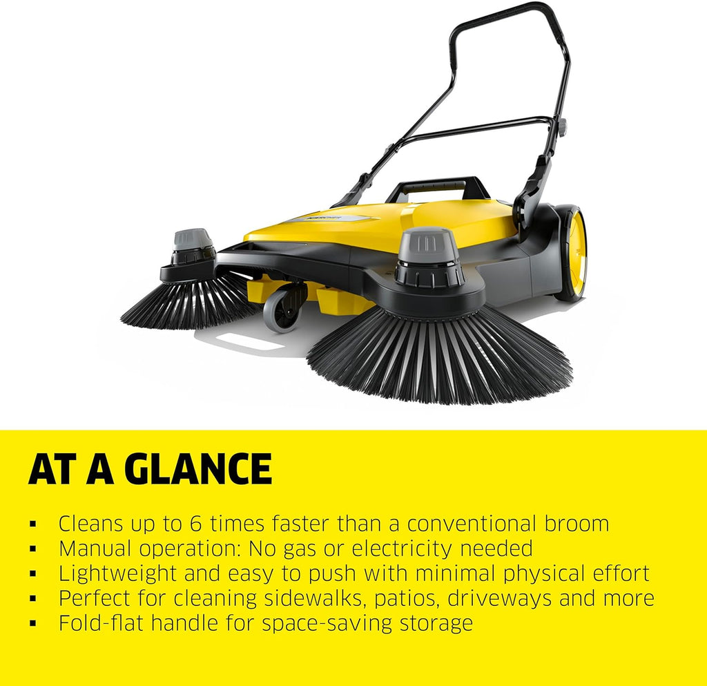 2025 Barredora Manual S 6 Twin para Exteriores – Capacidad de 10 Galones – Ancho de Barrido de 33.9″ – Barrido de hasta 32,300 Pies Cuadrados por Hora
