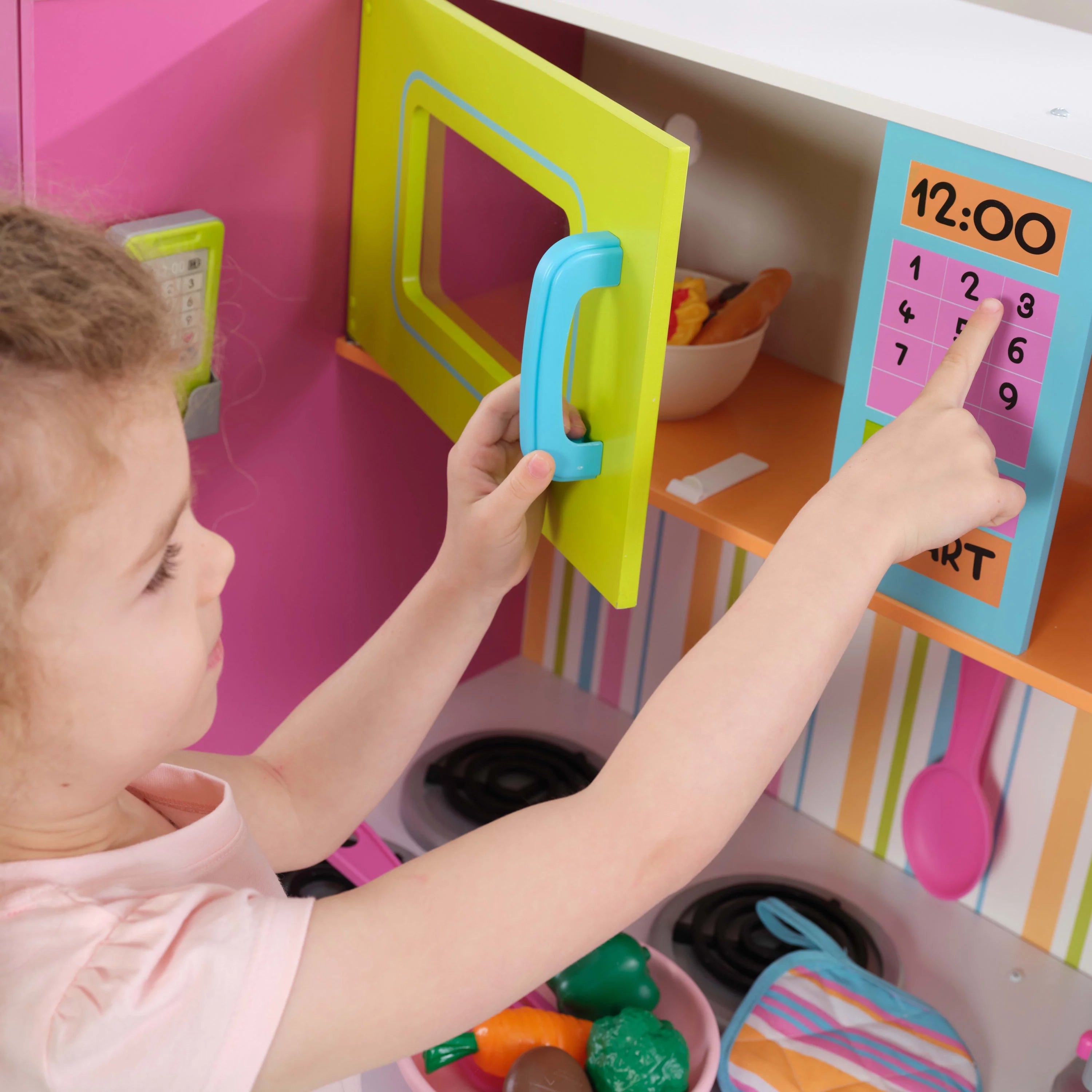 Cocina de Juguete KidKraft Deluxe Big and Bright de Madera para Niños, Colores Neón
