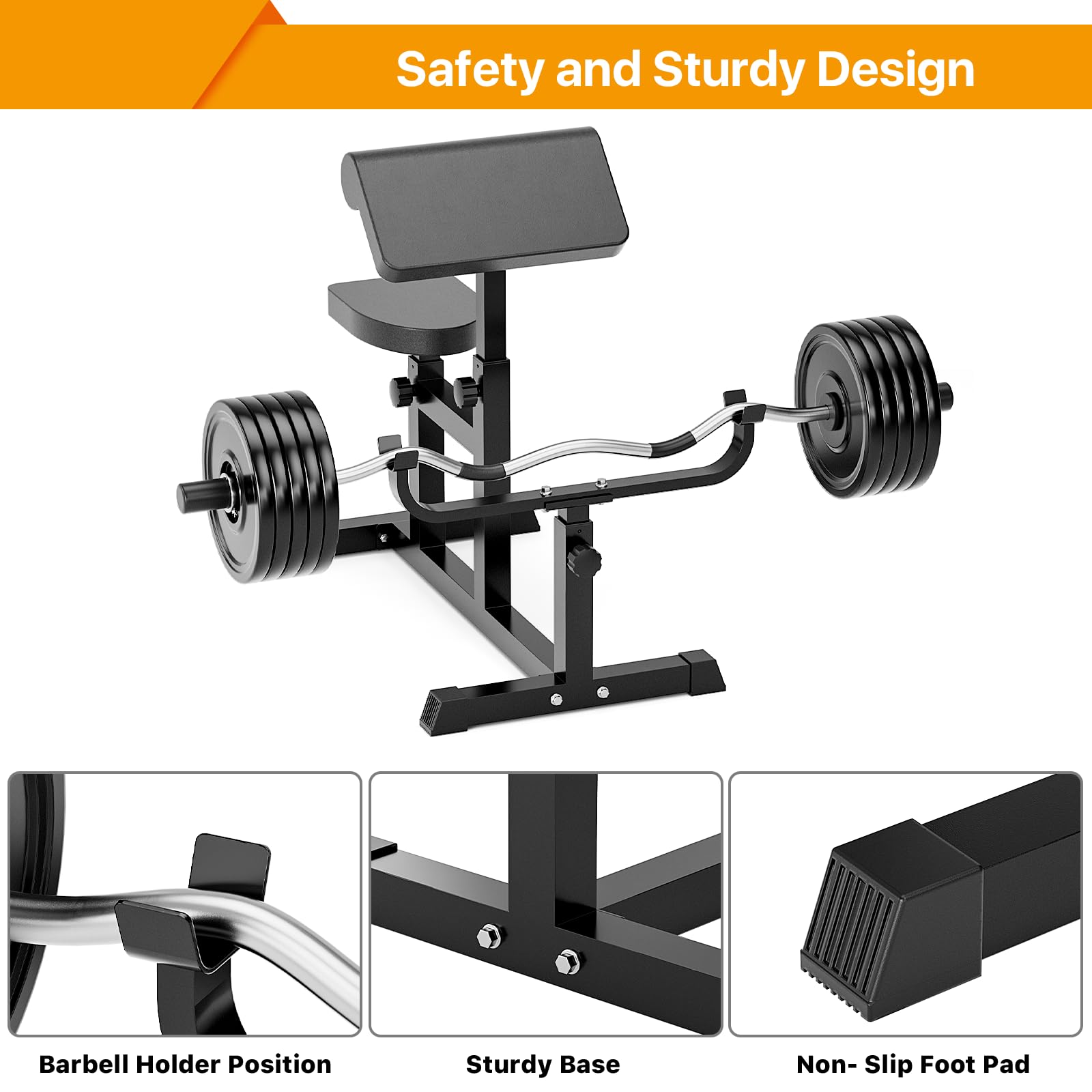 Uboway Banco de Curl Predicador Ajustable para Entrenamiento de Fuerza