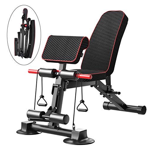 2025 Banco de musculación ajustable – Banco práctico para entrenamiento completo, plegable en plano