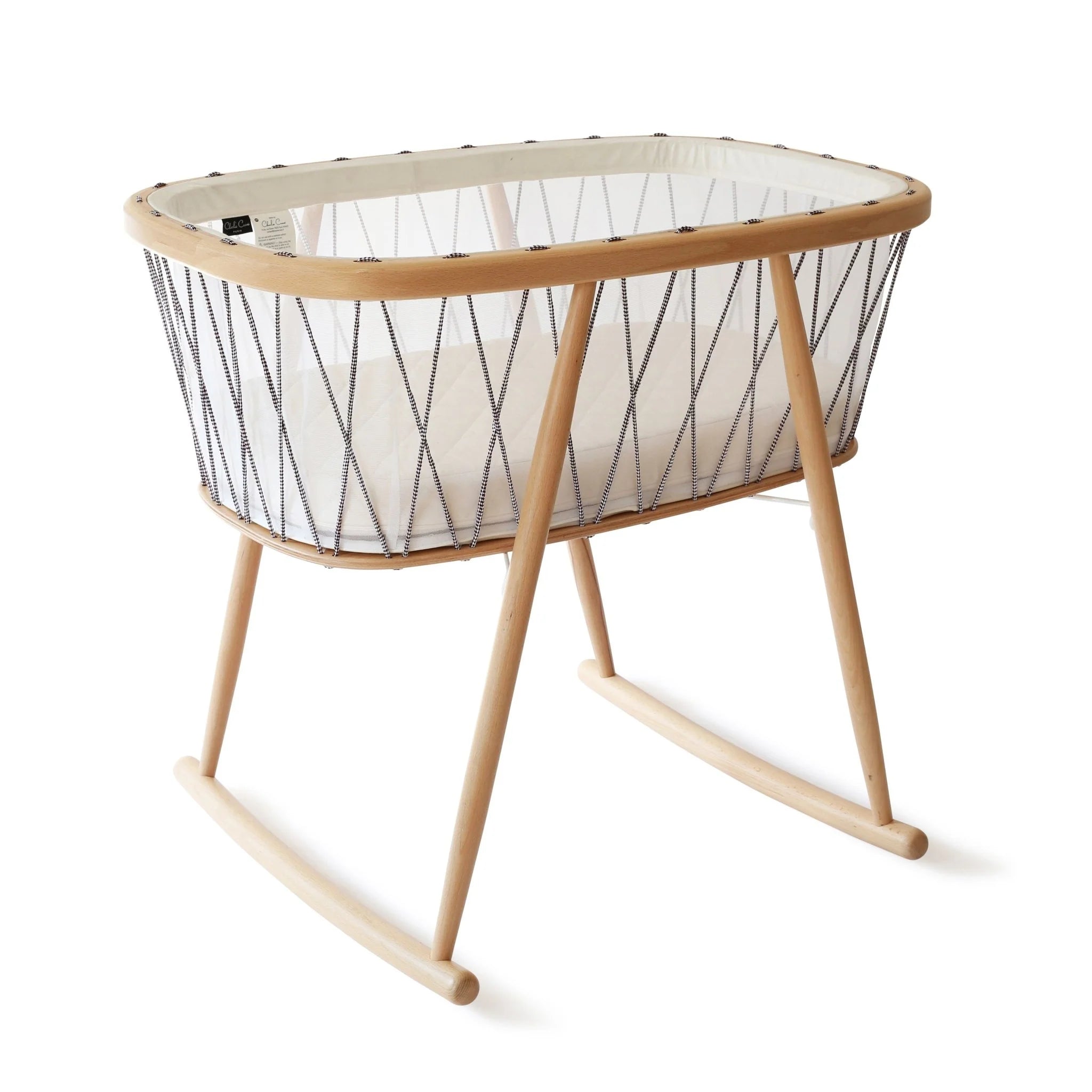2025 Cuna KUMI de Charlie Crane – Capullo transparente con suave balanceo lateral | Dimensiones 81x56x72 cm | Colchón de espuma incluido | Cordones personalizables | Diseño moderno y minimalista