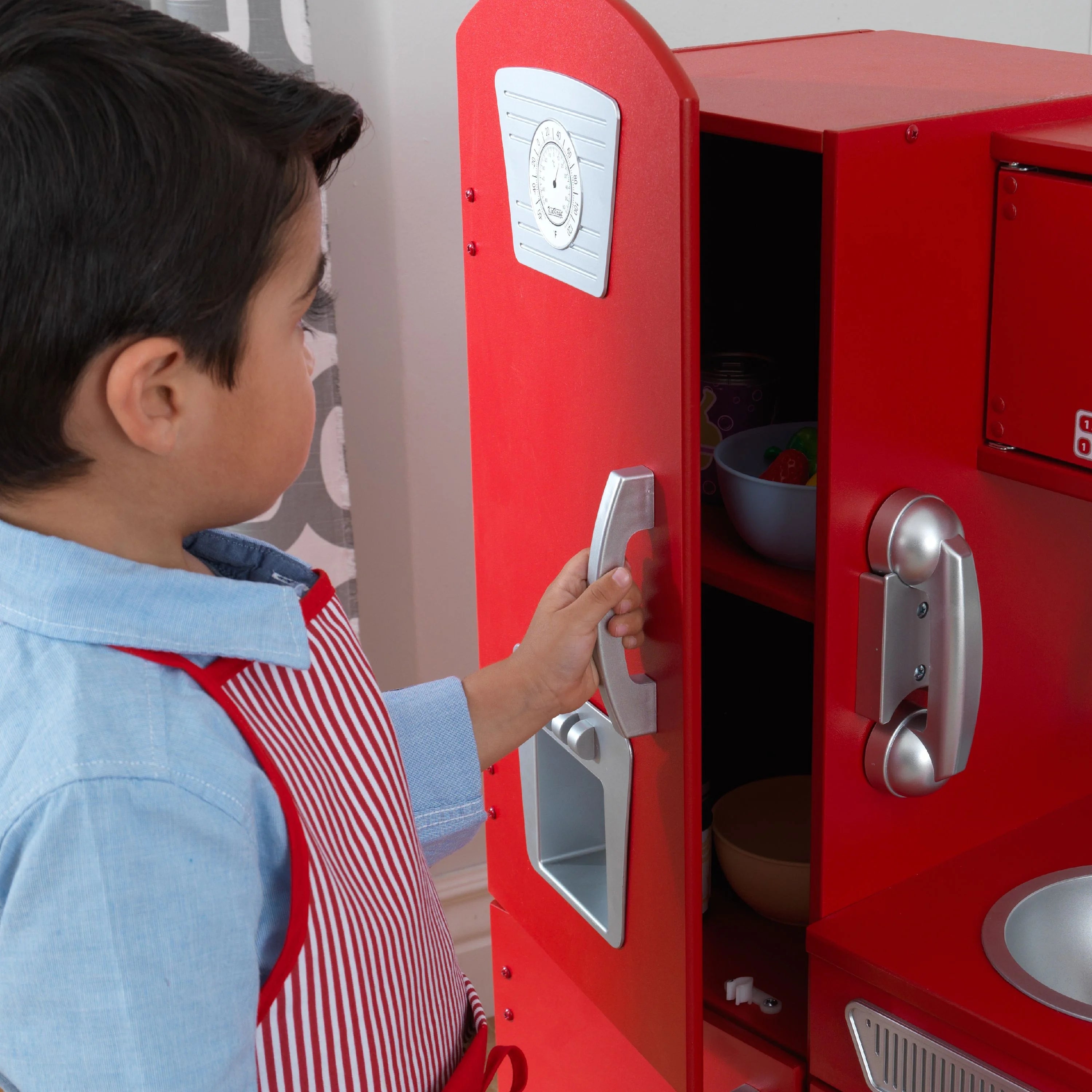 Cocina de Juguete KidKraft Vintage Roja de Madera con Teléfono de Juguete