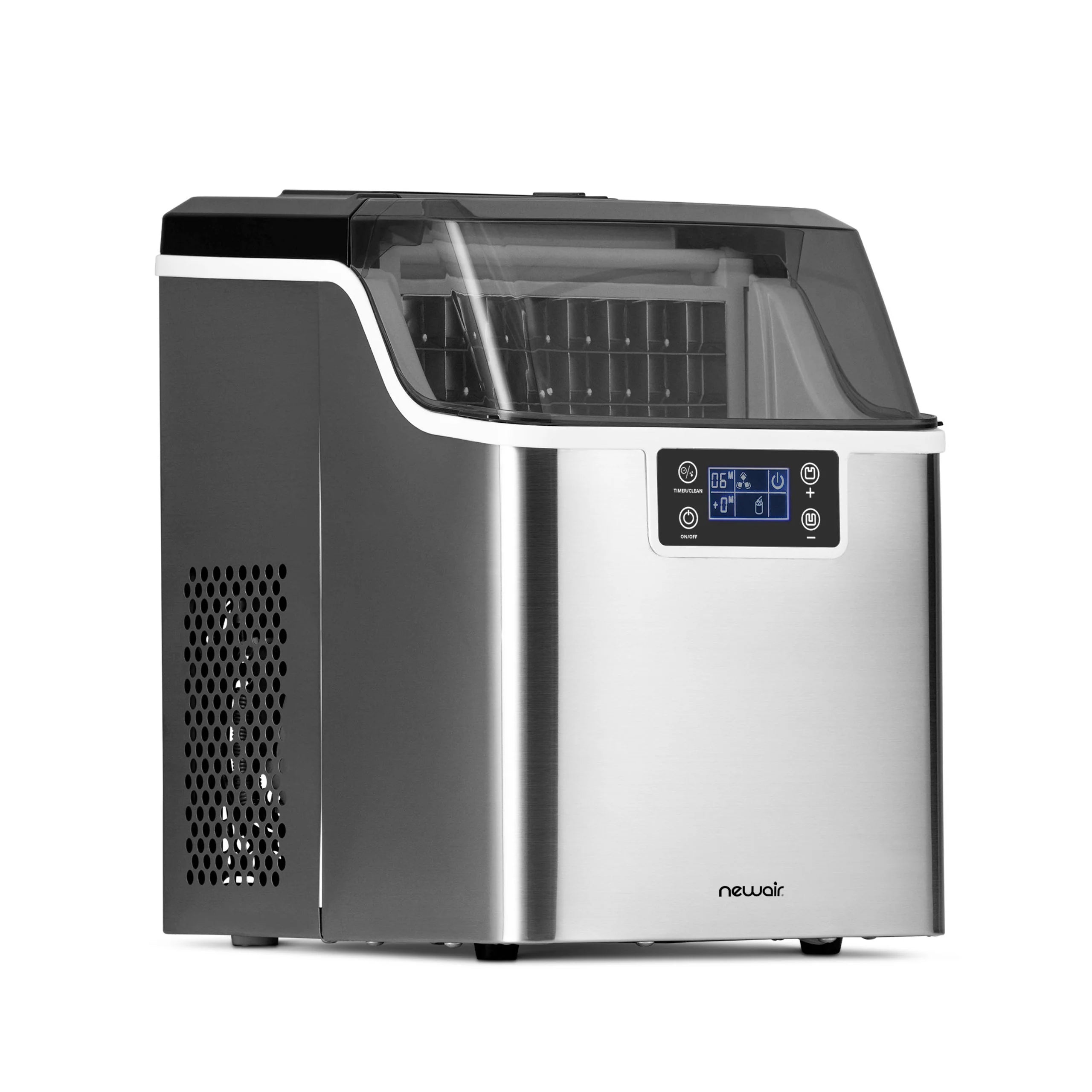 2025 Máquina de hielo de mostrador Newair® – Hielo transparente, 20 kg/día – Acero inoxidable
