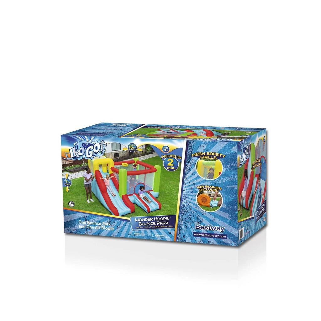 2025 Up, In and Over Wonder Hoops Parque Inflable de Rebote de 10' con Baloncesto y Resbaladilla