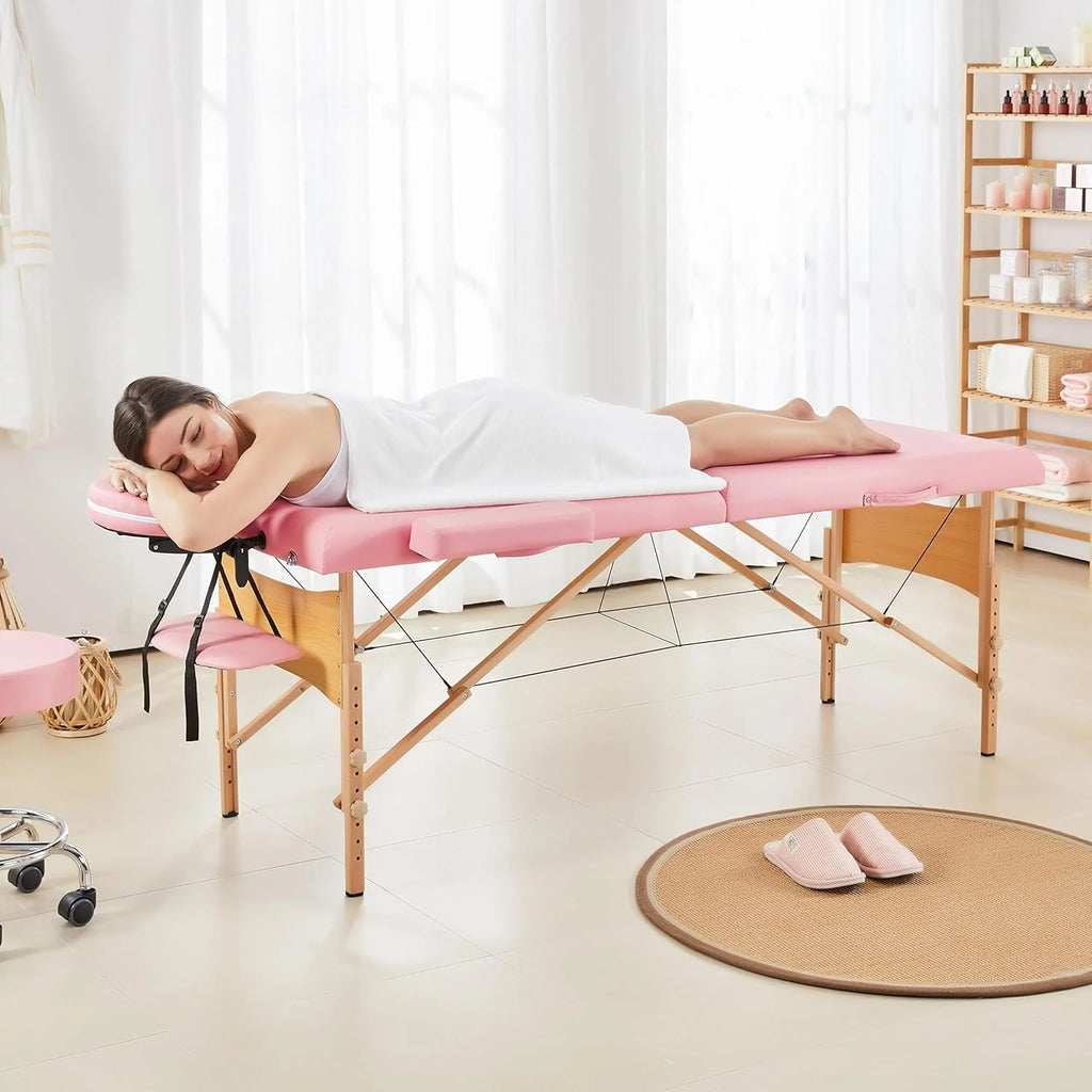 Mesa de Masajes Yaheetech – Mesa Plegable Portátil para Tratamientos, Pestañas, Spa – Mesa de Masaje Ajustable en 2 Secciones con Bolsa No Tejida, 24 pulgadas, Negra