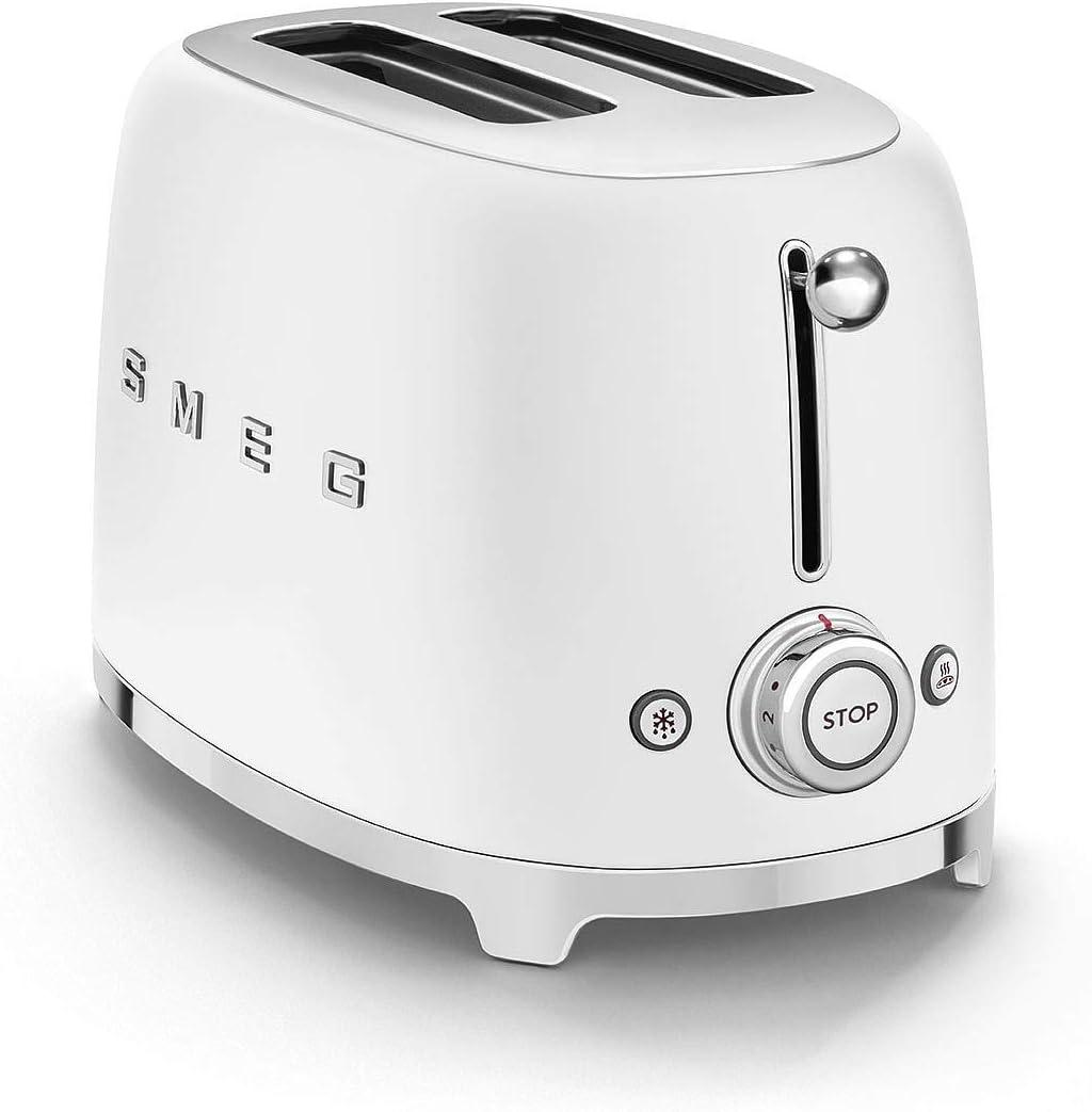 Smeg TSF01WHMEU Toaster for Two Slices of Bread and with a Power of 950 W TSF01WHMEU-white matt, Steel, Black