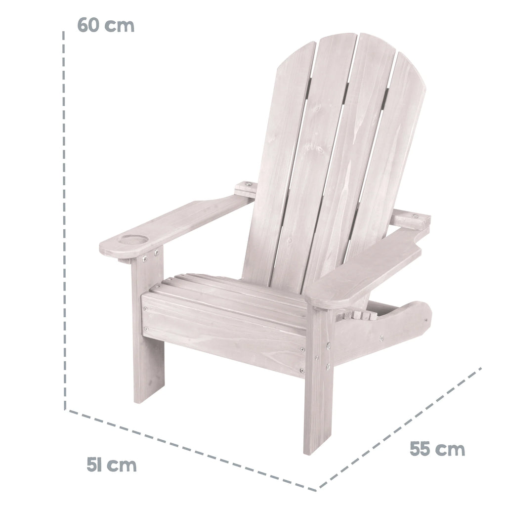 Silla Infantil de Exterior "Tumbona" – Tumbona de Madera Certificada FSC – Acabado en Gris Grabado