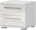 Mesita de noche Piano beige brillante con 2 cajones, 45 cm de ancho