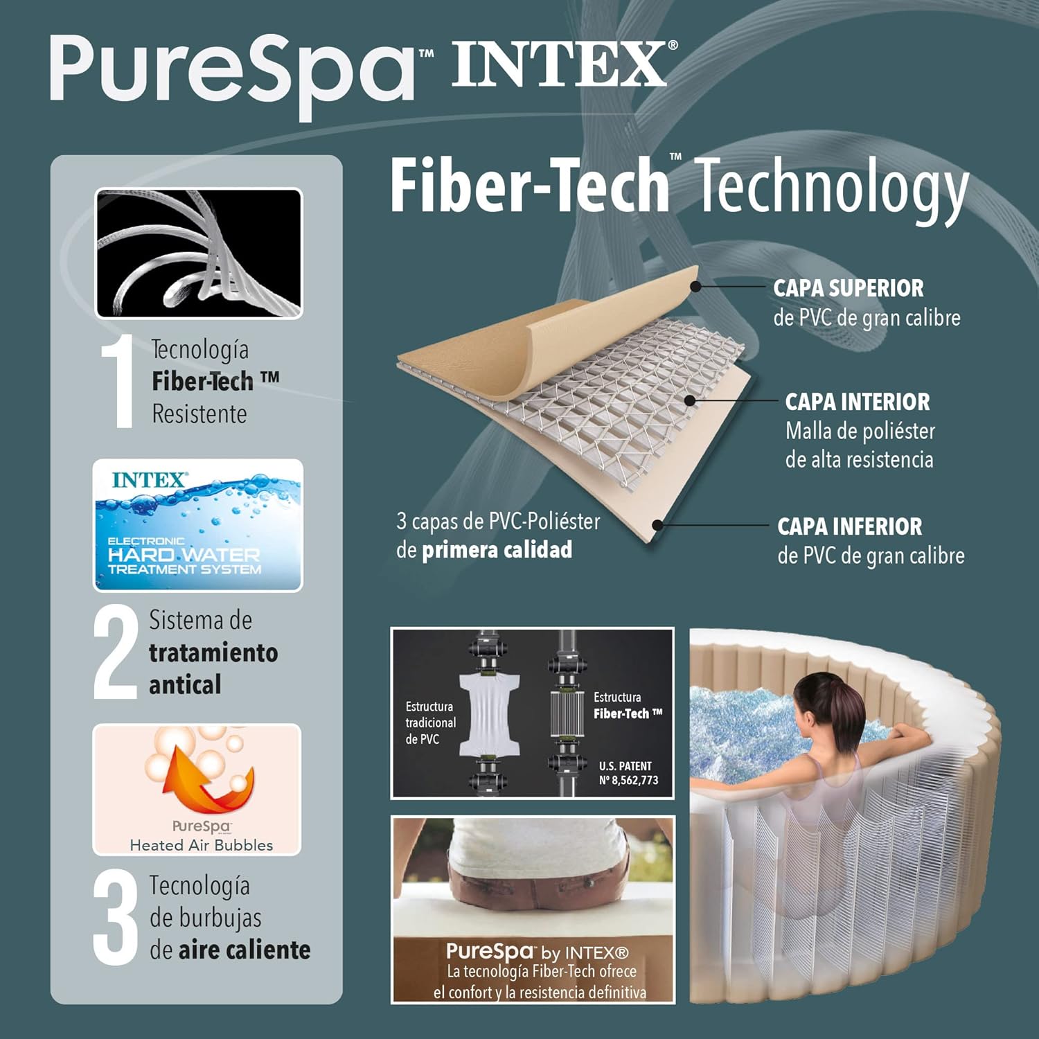 Intex 28428EX Spa hinchable, Beige, 6 Personas