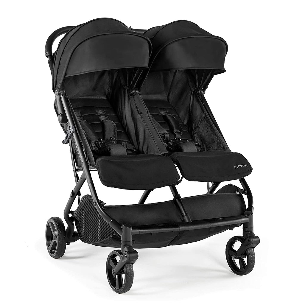 2025 3Dpac CS+ cochecito doble, negro – Compatible con sillas de auto – Ligero con plegado de una mano