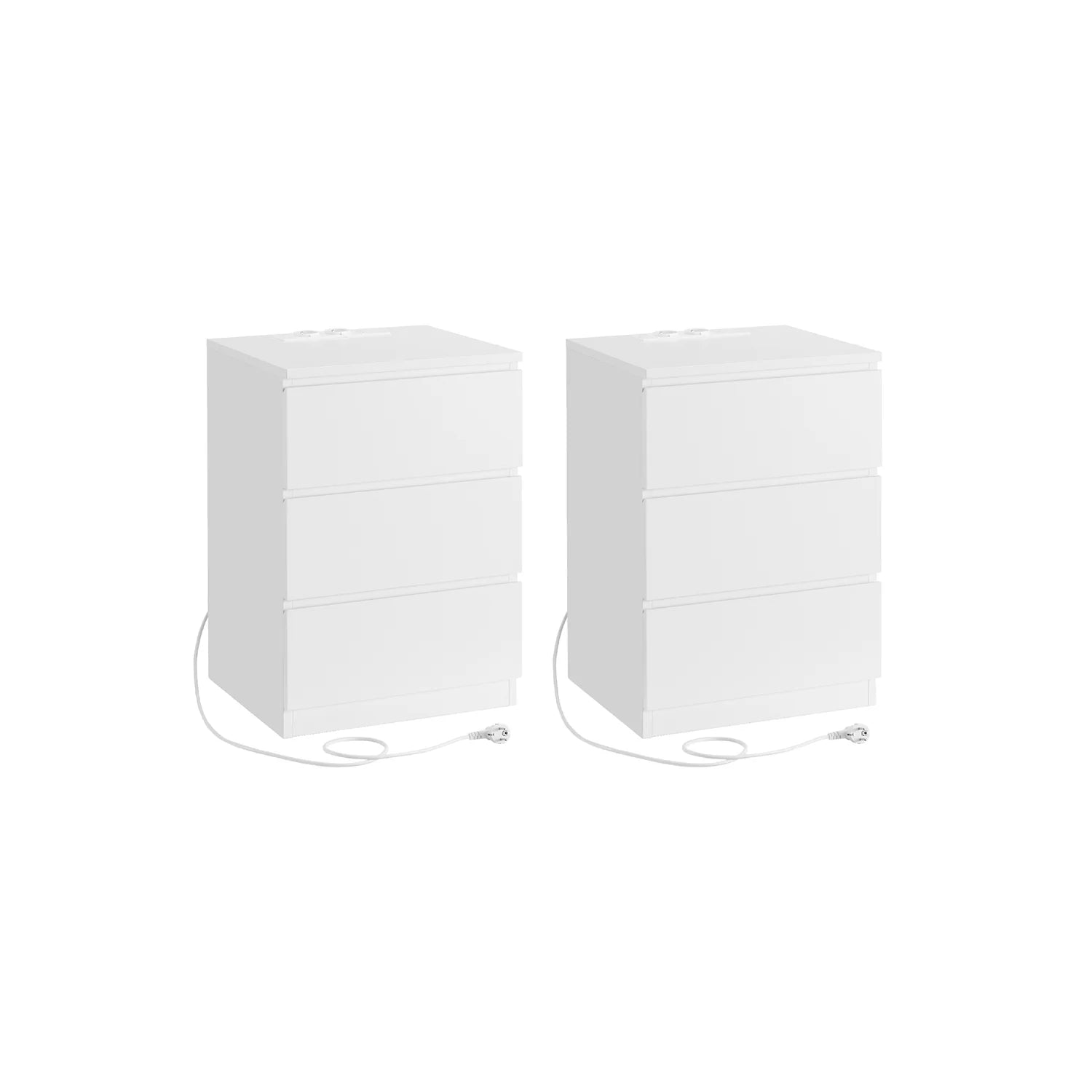 Mesita de Noche con Estación de Carga con Cajones Puertos USB