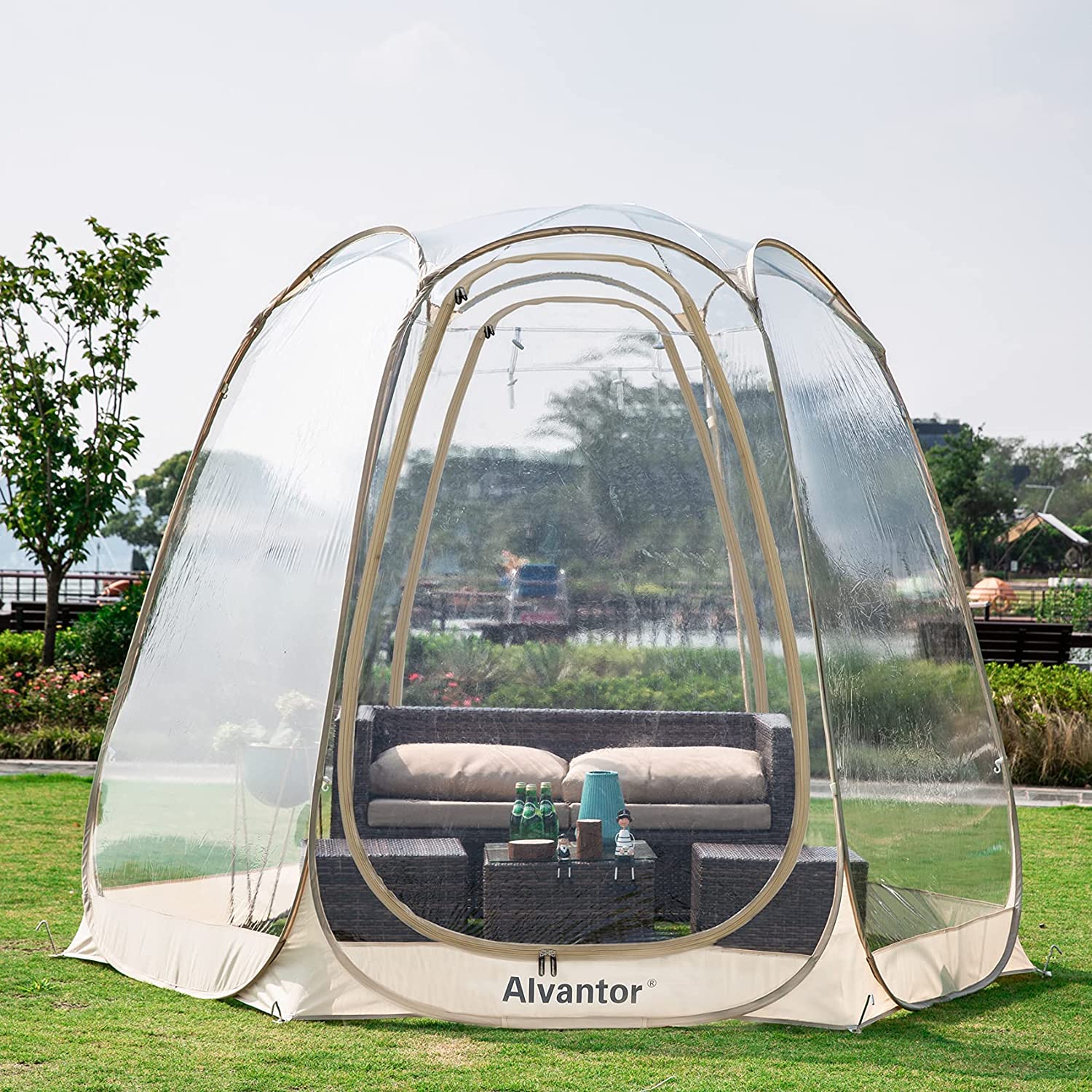 2025 Alvantor Burbuja Tienda Gazebo Pop Up, Refugio Tipo Igloo para 8-10 Personas, Carpa de Jardín y Patio