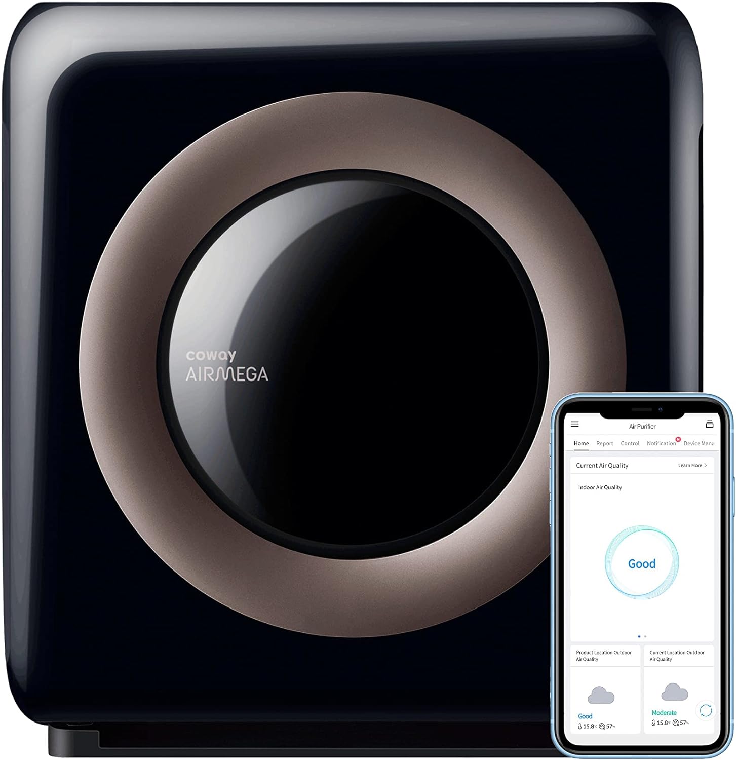 Purificador True HEPA con Monitoreo de Calidad de Aire, Modo Automático, Temporizador, Indicador de Filtro y Modo Eco, 16.8 x 18.3 x 9.7 pulgadas, Blanco