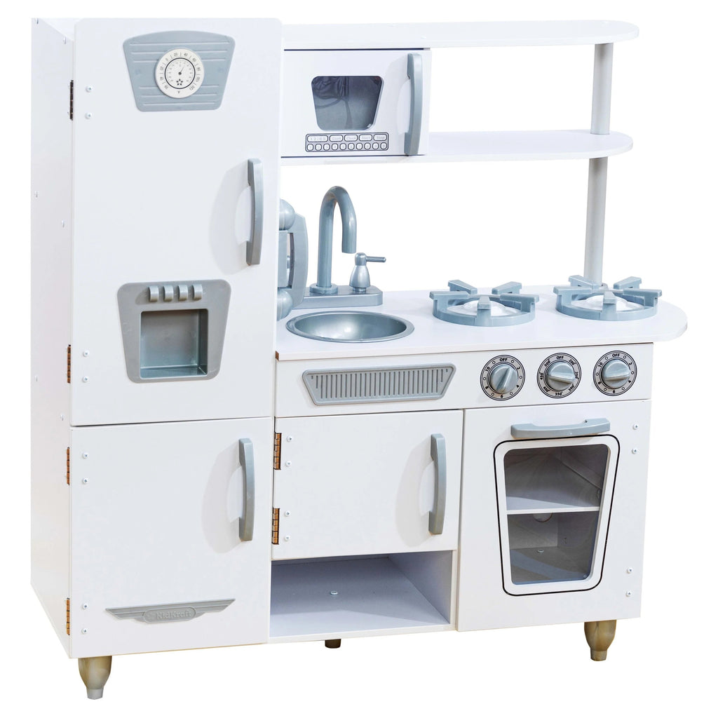 Cocina de Juguete KidKraft Vintage de Madera Blanca con Fabricador de Hielo y Teléfono de Juguete