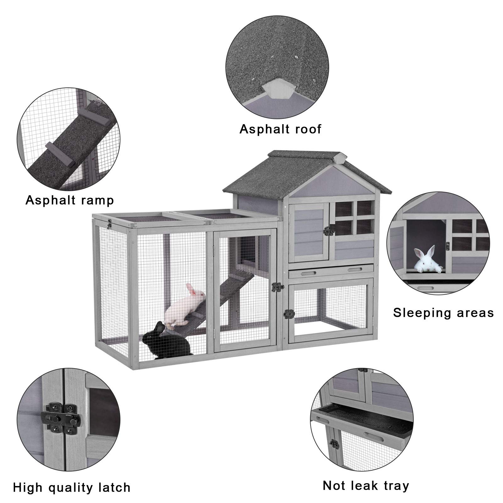 2025 Conejera para Conejos y Cobayas Indoor/Outdoor Rabbit Hut