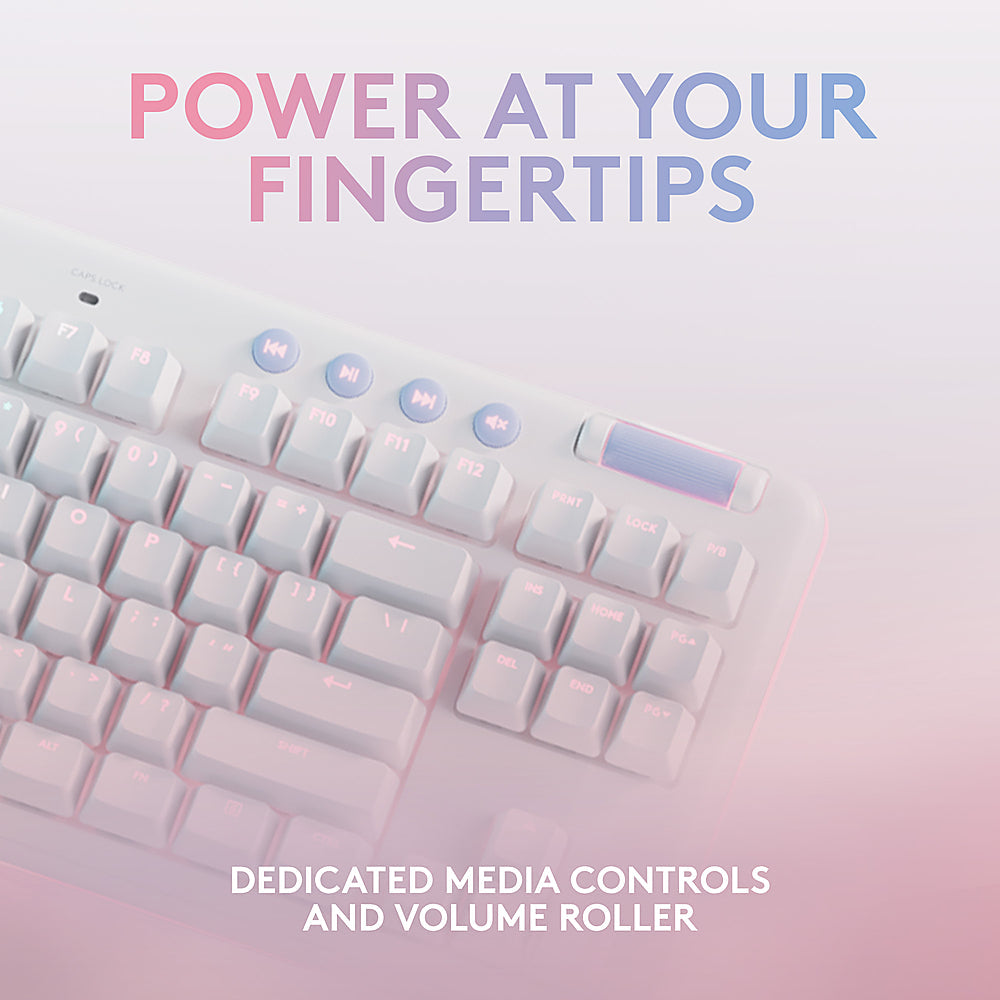 Logitech - G713 Colección Aurora TKL Teclado Mecánico para Juegos con Cable con Interruptores Lineales para PC/Mac con Reposamuñecas Incluido - Blanco Niebla