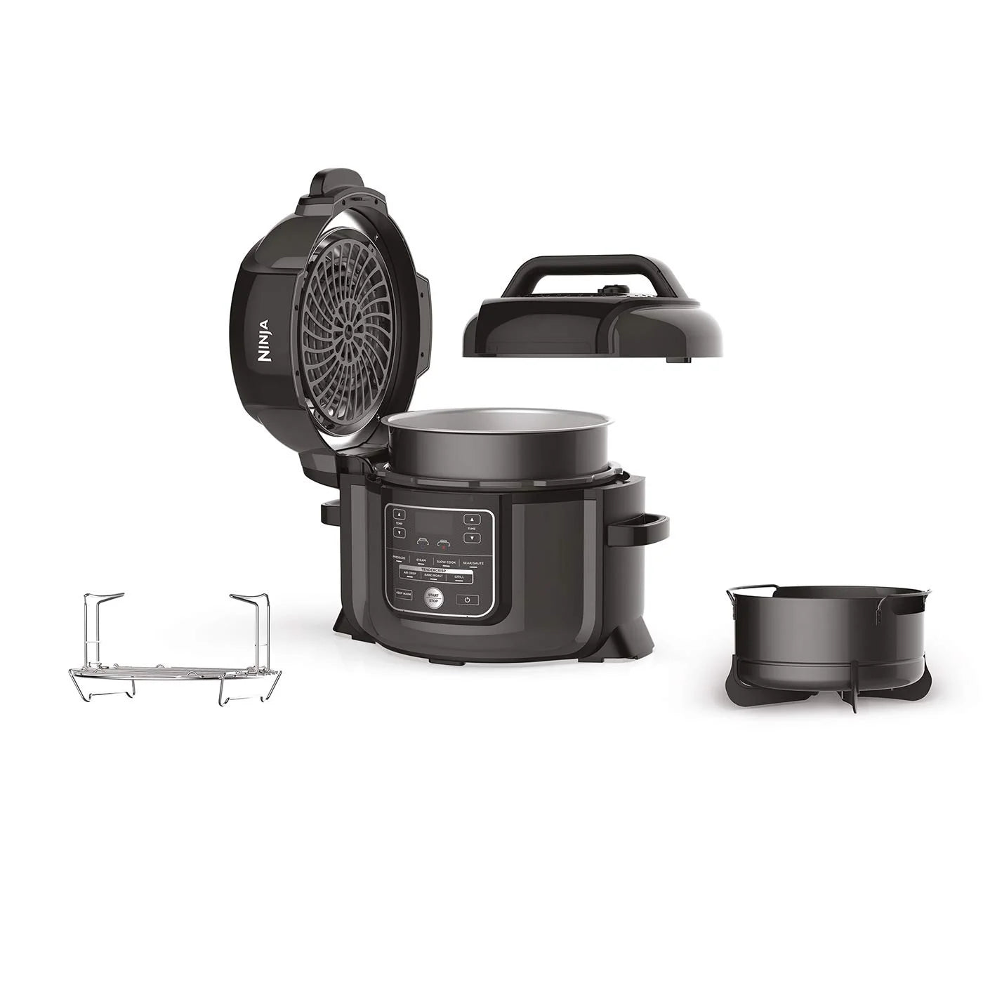 2025 Ninja Foodi Olla Multifunción [OP300UK], 7 en 1, 6 L, olla a presión eléctrica rápida y freidora de aire caliente, gris y negro