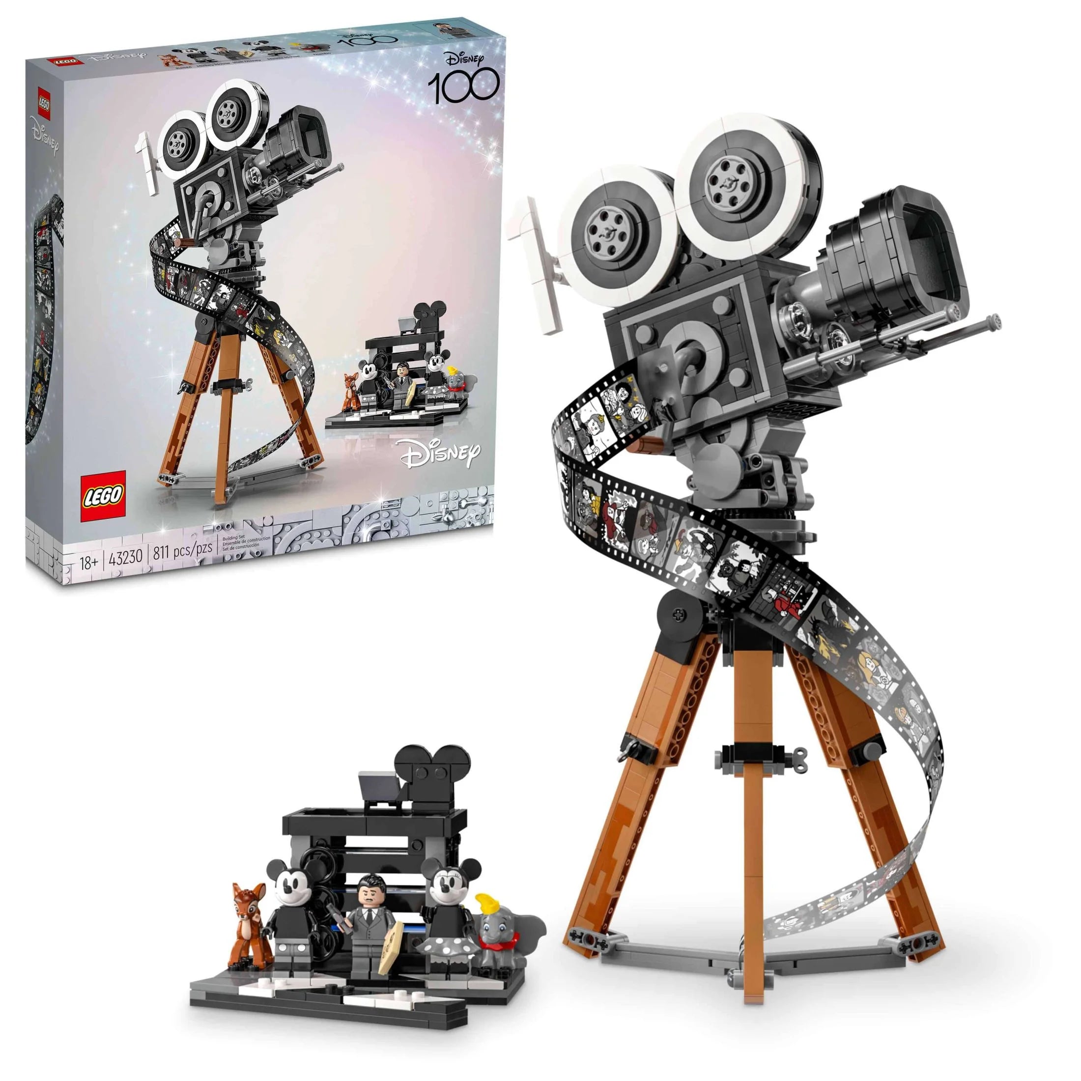 LEGO Disney Cámara Tributo a Walt Disney 43230 Set de Construcción para Fans de Disney, Celebra Disney 100 con una Pieza Coleccionable Perfecta para Jugar y Exhibir, Regalo Divertido para Constructores y Fans Adultos