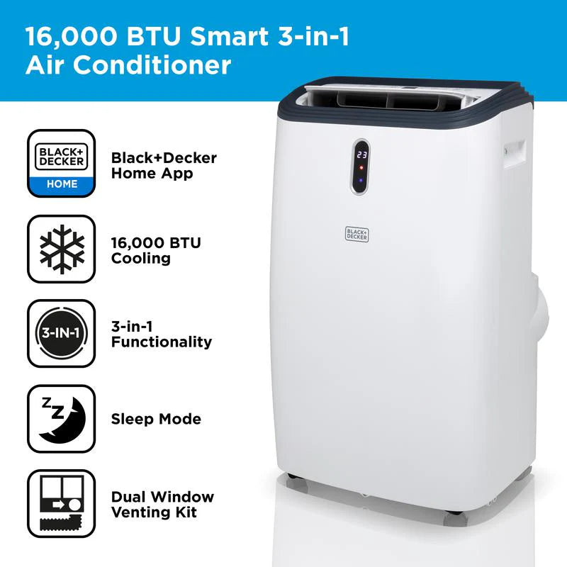 Aire Acondicionado Inteligente Portátil 3 en 1 16000 BTU Black+Decker BXAC40018GB
