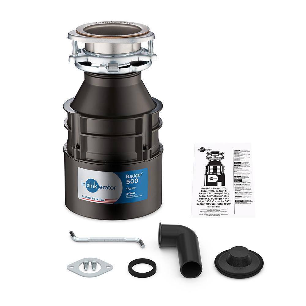 InSinkErator Badger 500 – Triturador de Desperdicios de Cocina de Alimentación Continua 1/2 HP